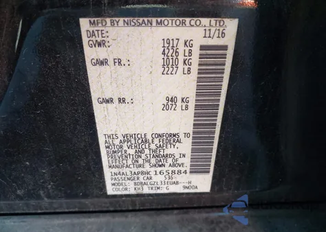 2017 Nissan Altima 2.5 S from USA, damaged, VIN 1N4AL3AP8HC165884